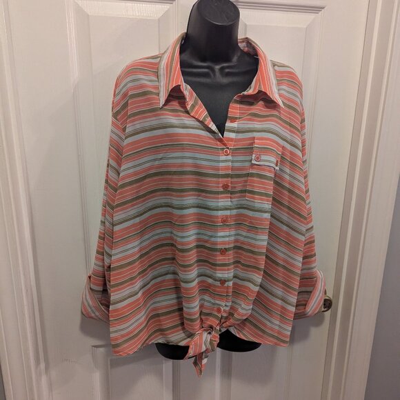 Tramp Tops - Tramp peach and light brown button down - 3X